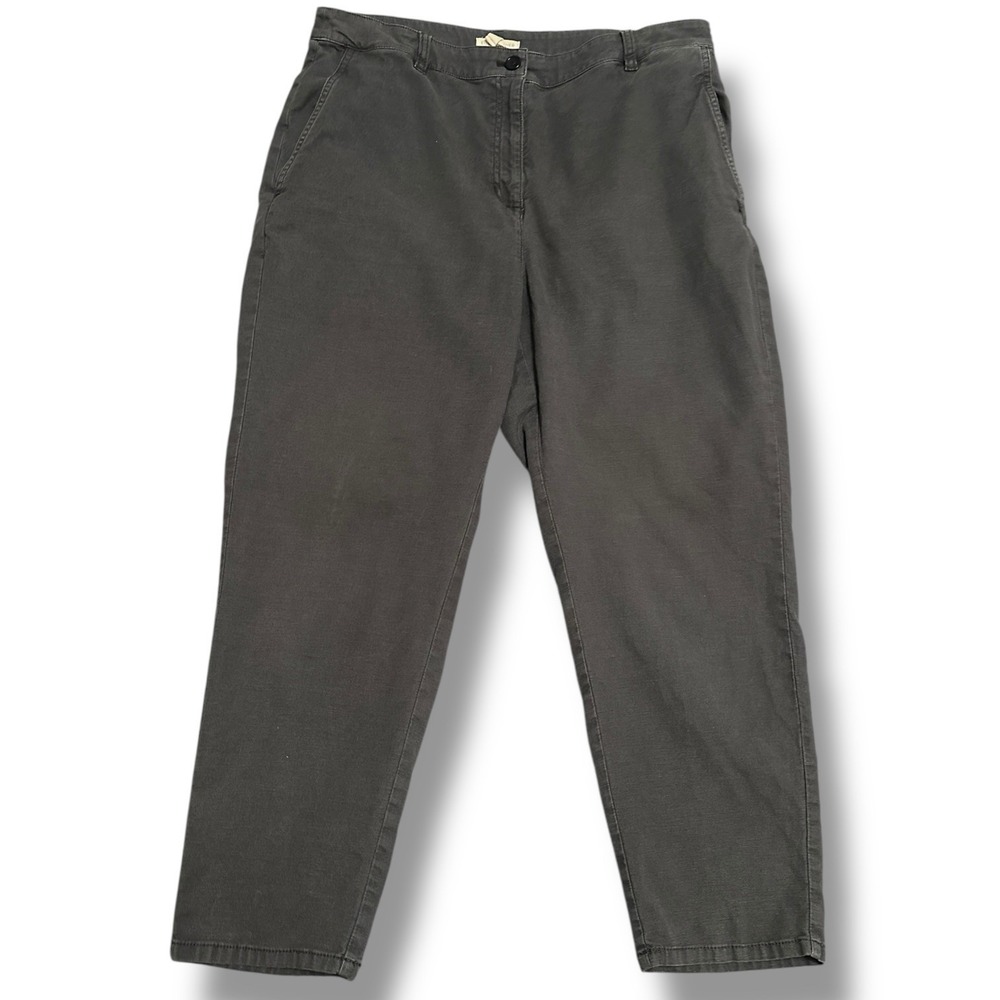 Eileen Fisher Gray Organic Cotton Hemp Straight Leg Pants Women's 1X‎ Normcore